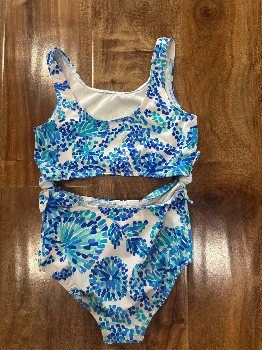 Lilly Pulitzer Blue & White Cutout One-Piece Swimsuit size 4
